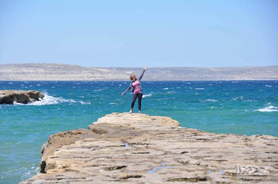 O rochoso litoral sul da Península Valdés, na Argentina, região de Puerto Piramides